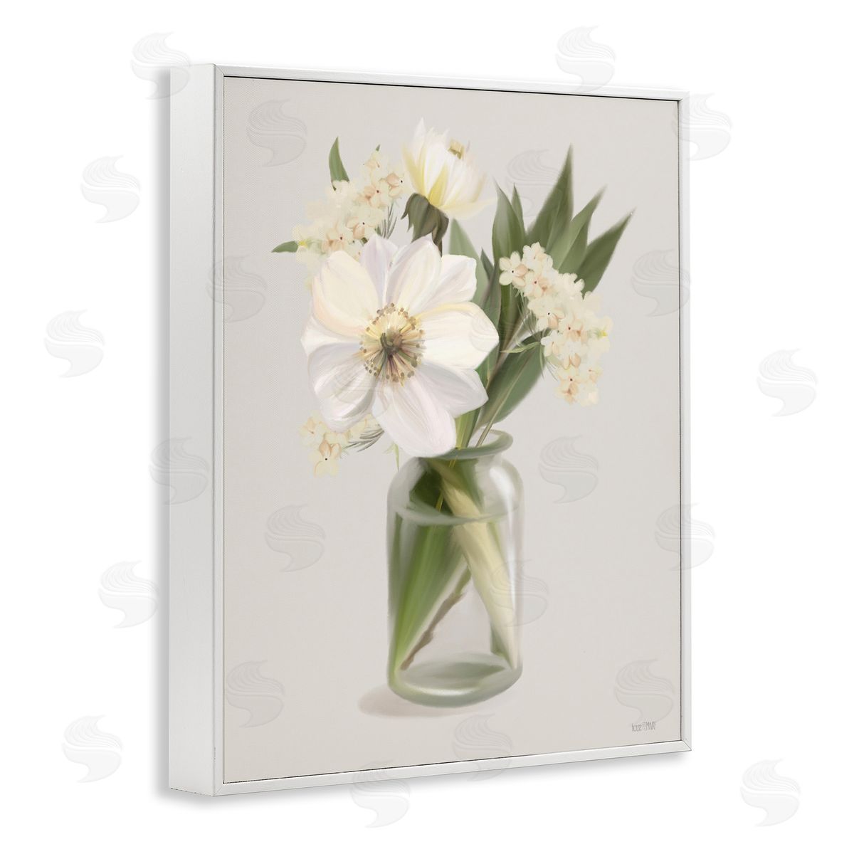 Spring Flower Bundle Vase White Frame Print Wall Art, Home Decor by House Fenway