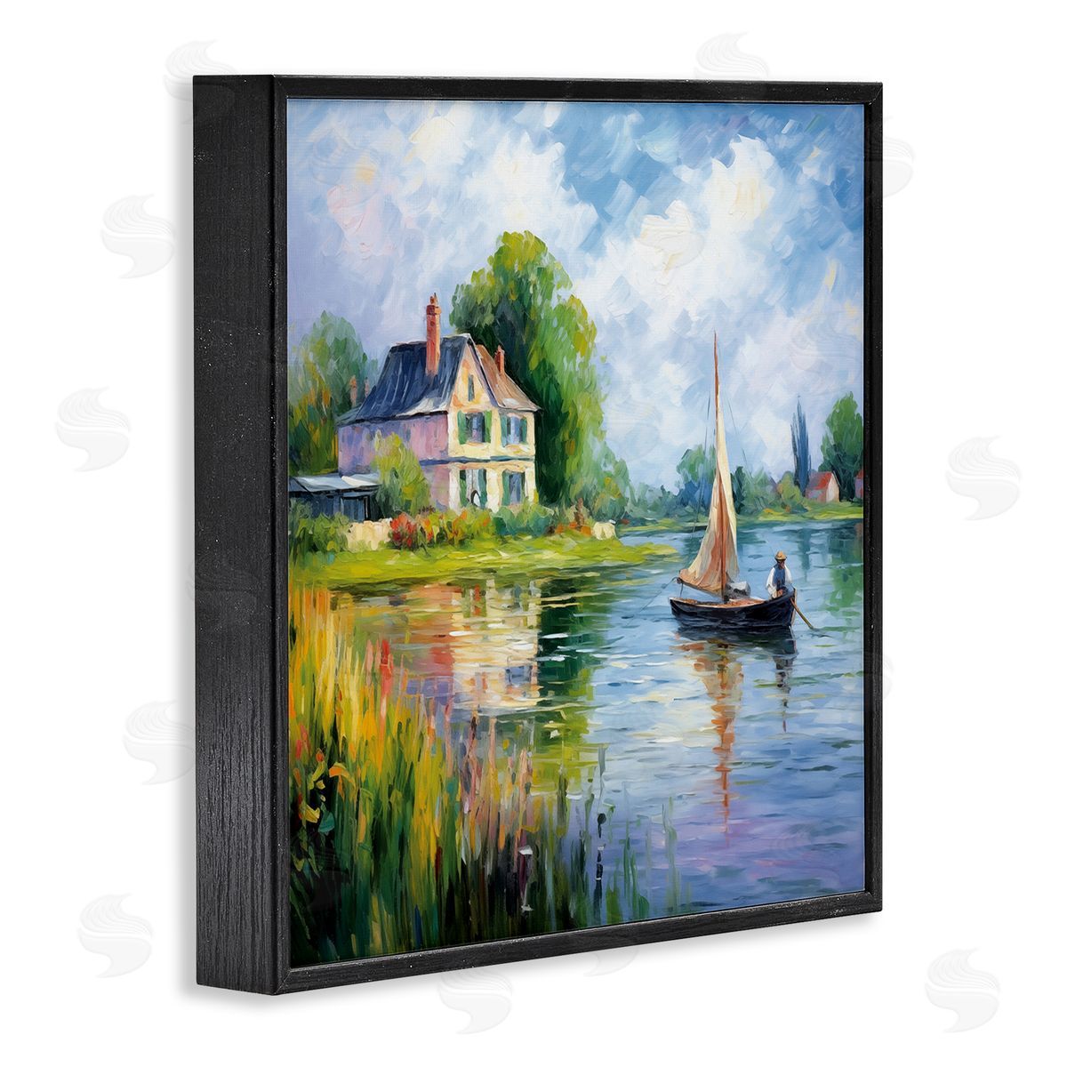 Boat Drifting Near Shore Black Frame Print Wall Art, Home Decor by Heidi Kuntz