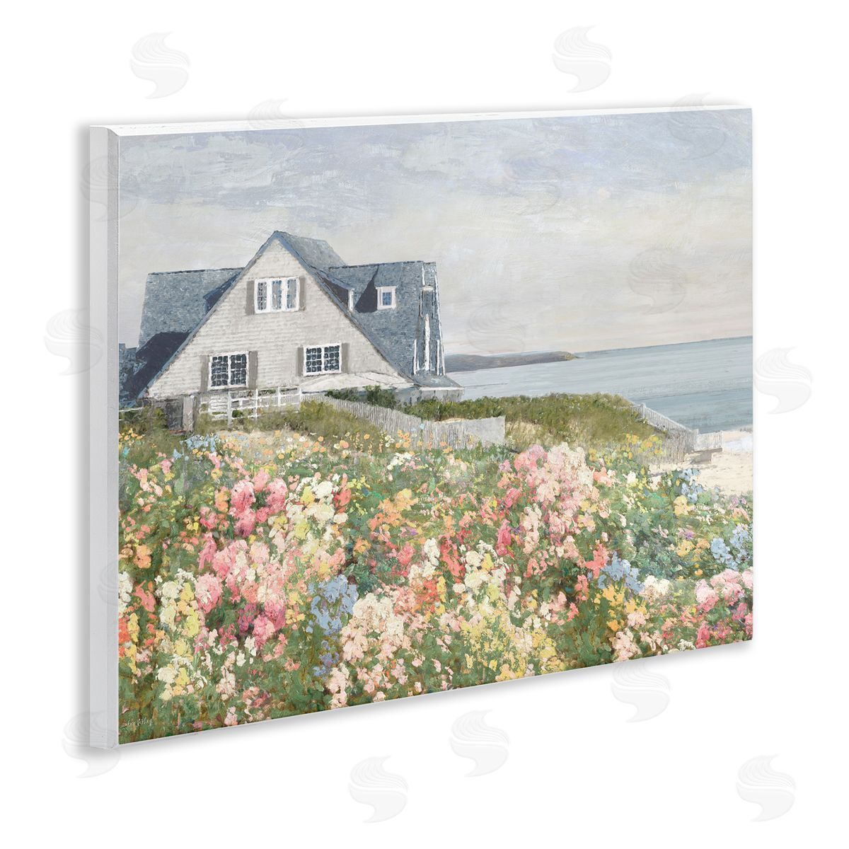 Coastal Cottage Meadow Wood Plaque Wall Art, Home Decor by Amber Sterling