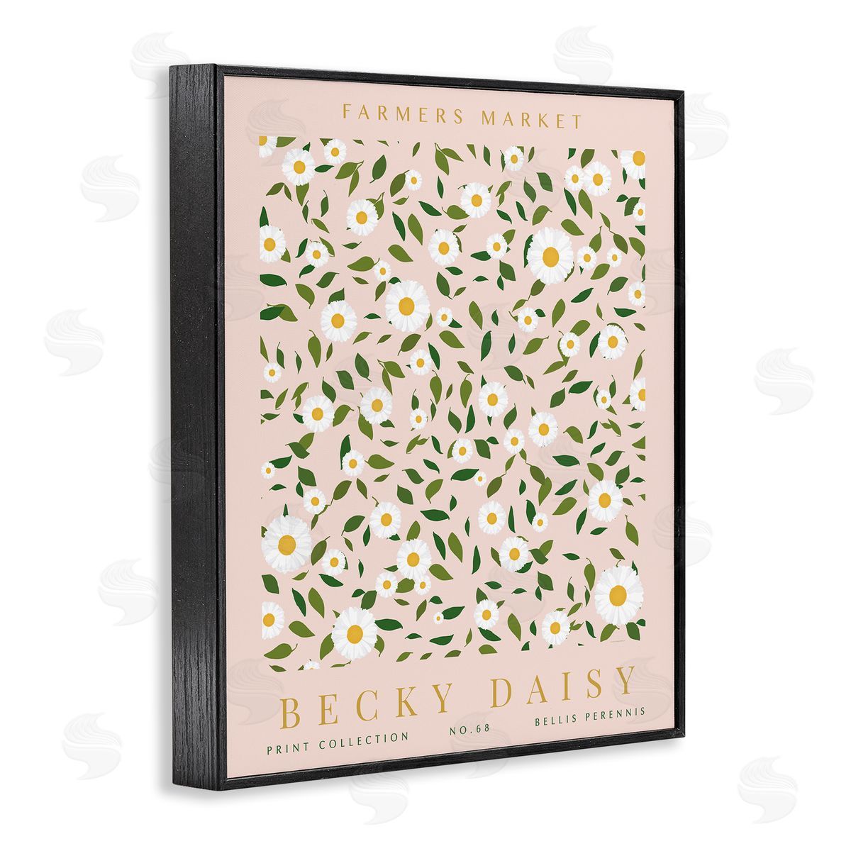 Minimal Pastel Daisies Black Frame Print Wall Art, Home Decor by Kamdon Kreations