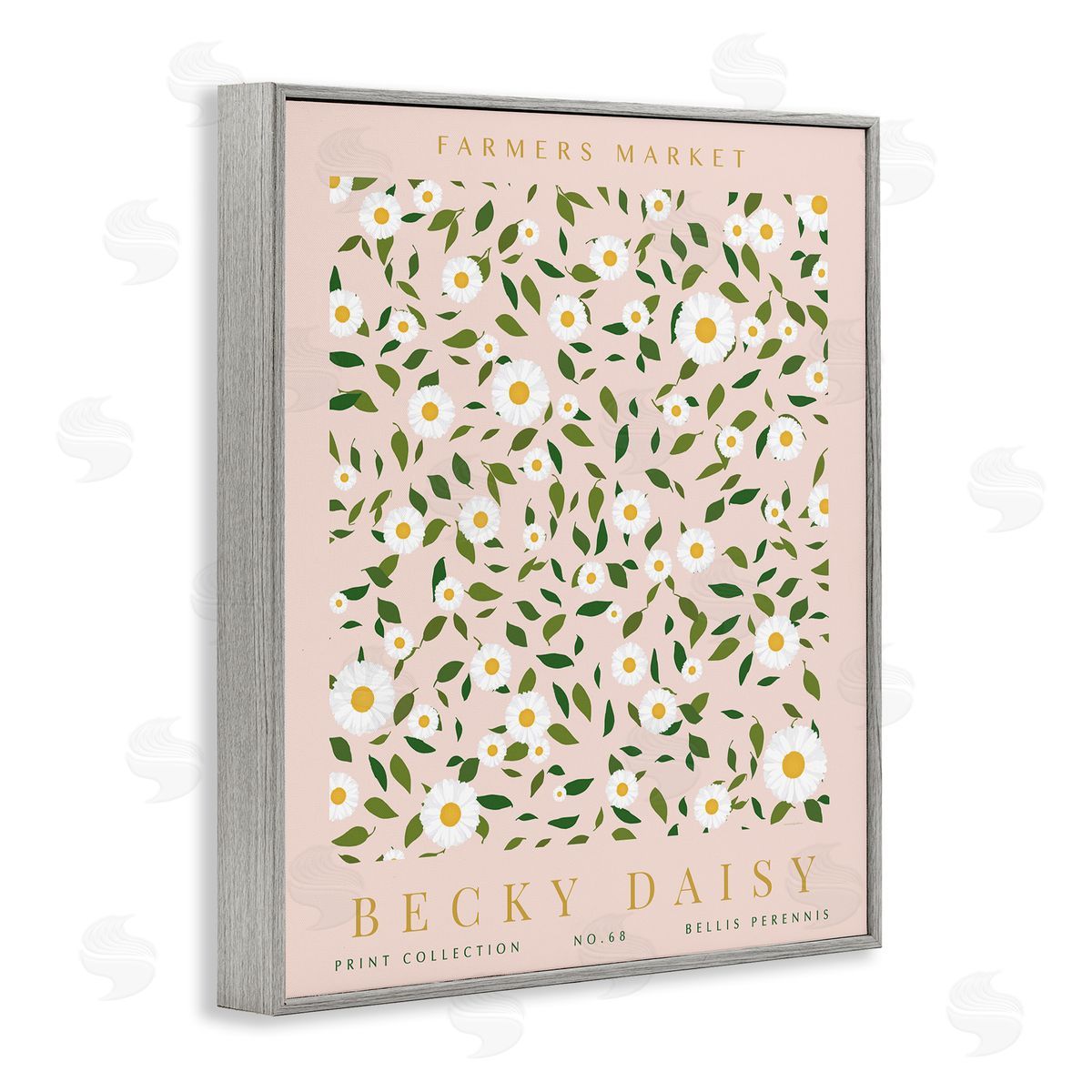 Minimal Pastel Daisies Grey Frame Print Wall Art, Home Decor by Kamdon Kreations