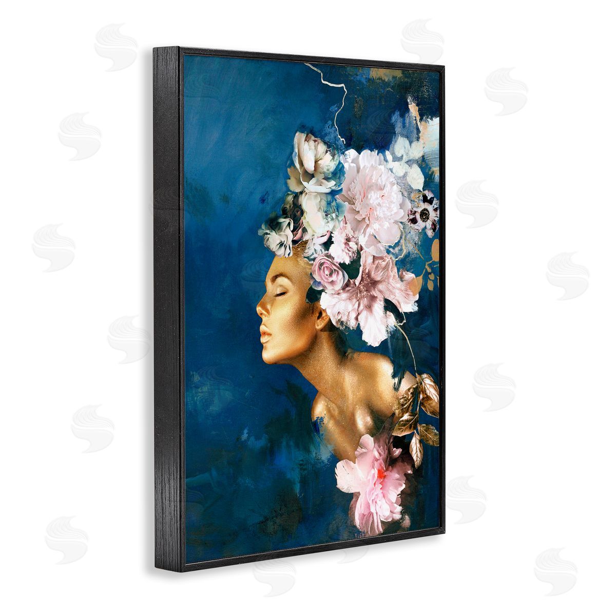 Sophisticated Floral Woman Black Frame Print Wall Art, Home Decor by Design Fabrikken