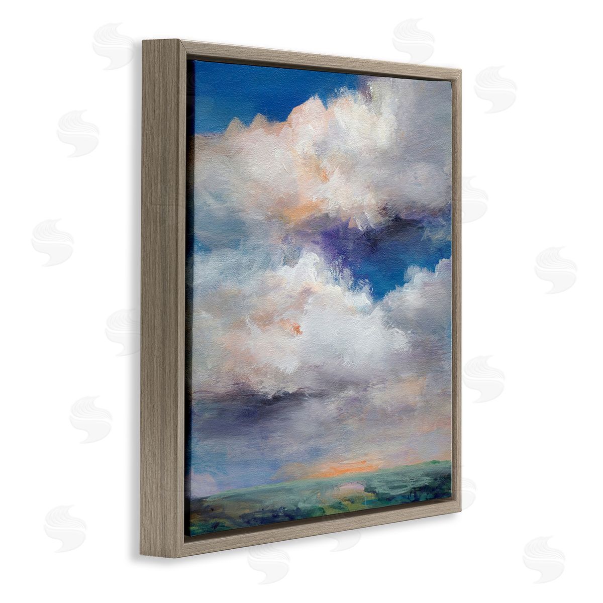 Restless White Clouds Brown Floating Frame Canvas Wall Art, Home Decor by Karen Hale