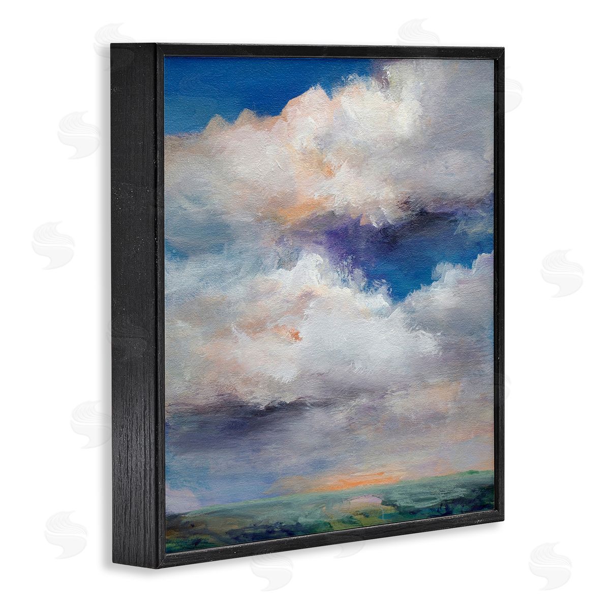 Restless White Clouds Black Frame Print Wall Art, Home Decor by Karen Hale