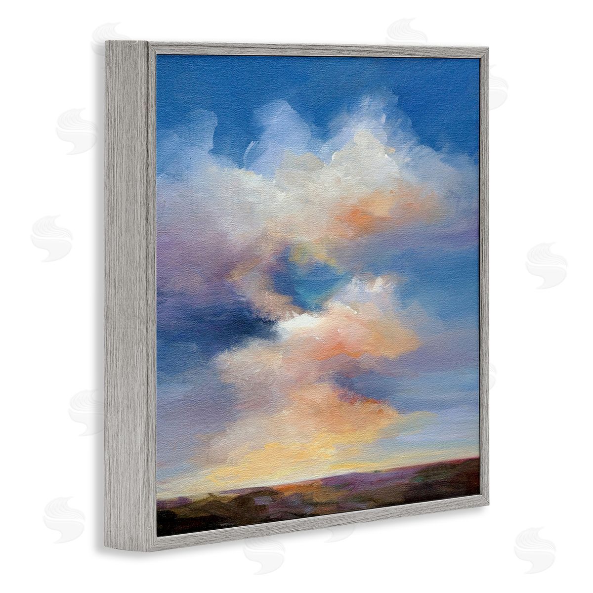 Luminous Sunset Clouds Grey Frame Print Wall Art, Home Decor by Karen Hale