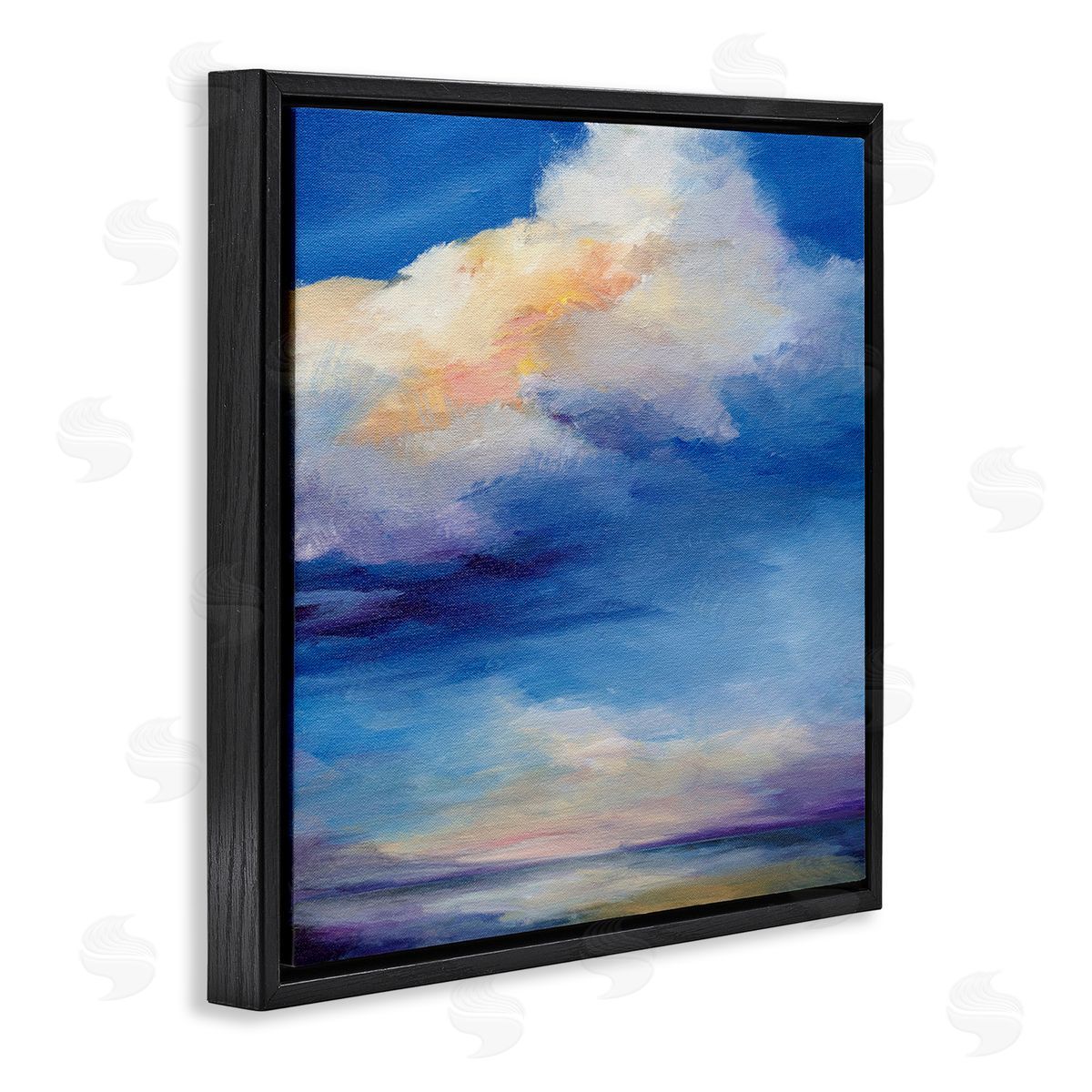 Pastel Clouds in Vivid Sky Black Floating Frame Canvas Wall Art, Home Decor by Karen Hale