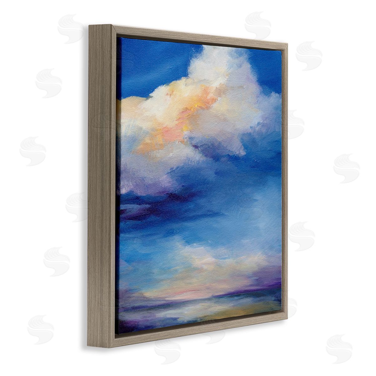 Pastel Clouds in Vivid Sky Brown Floating Frame Canvas Wall Art, Home Decor by Karen Hale
