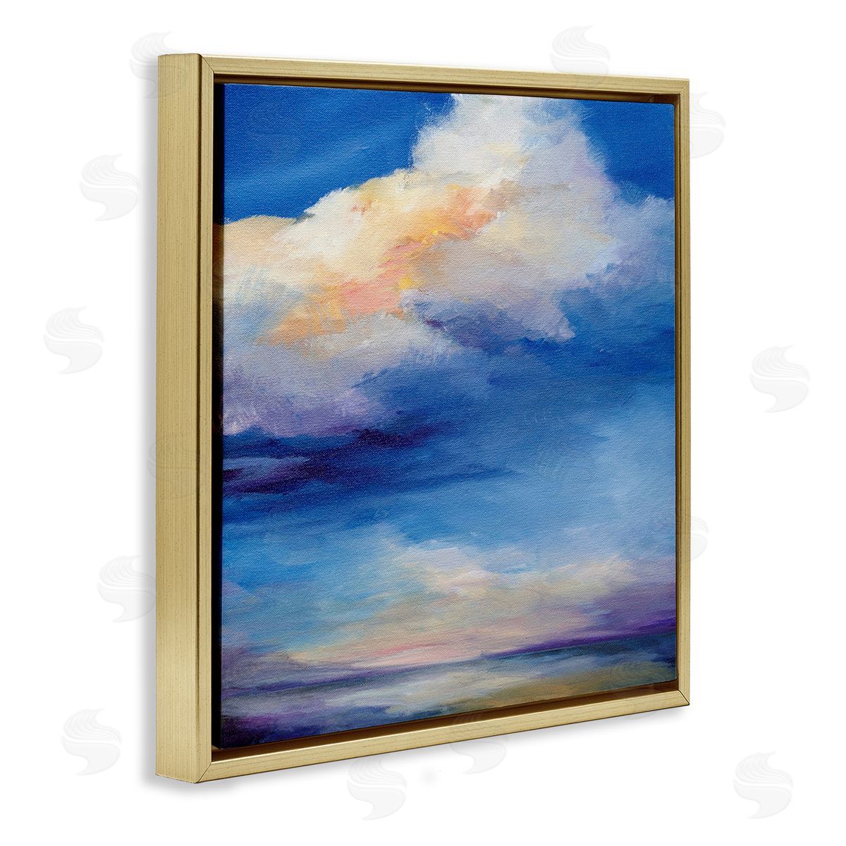 Pastel Clouds in Vivid Sky Gold Floating Frame Canvas Wall Art, Home Decor by Karen Hale