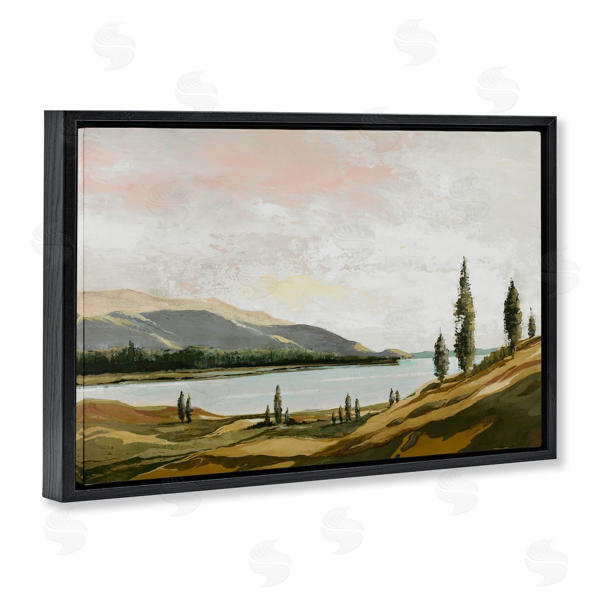 Calm Scenic Landscape Black Floating Frame Canvas Wall Art, Home Decor by Max Maxx