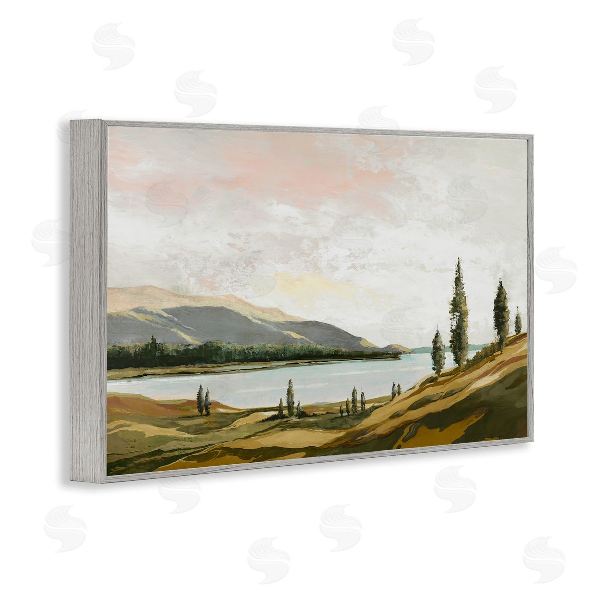 Calm Scenic Landscape Grey Frame Print Wall Art, Home Decor by Max Maxx