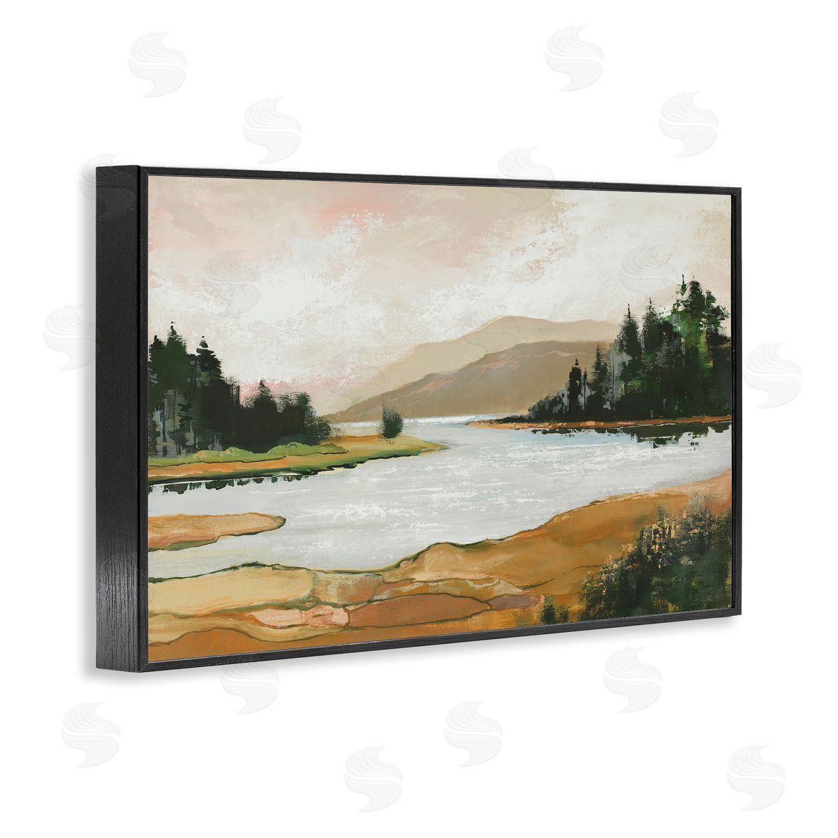 Relaxing Valley Lake Black Frame Print Wall Art, Home Decor by Max Maxx
