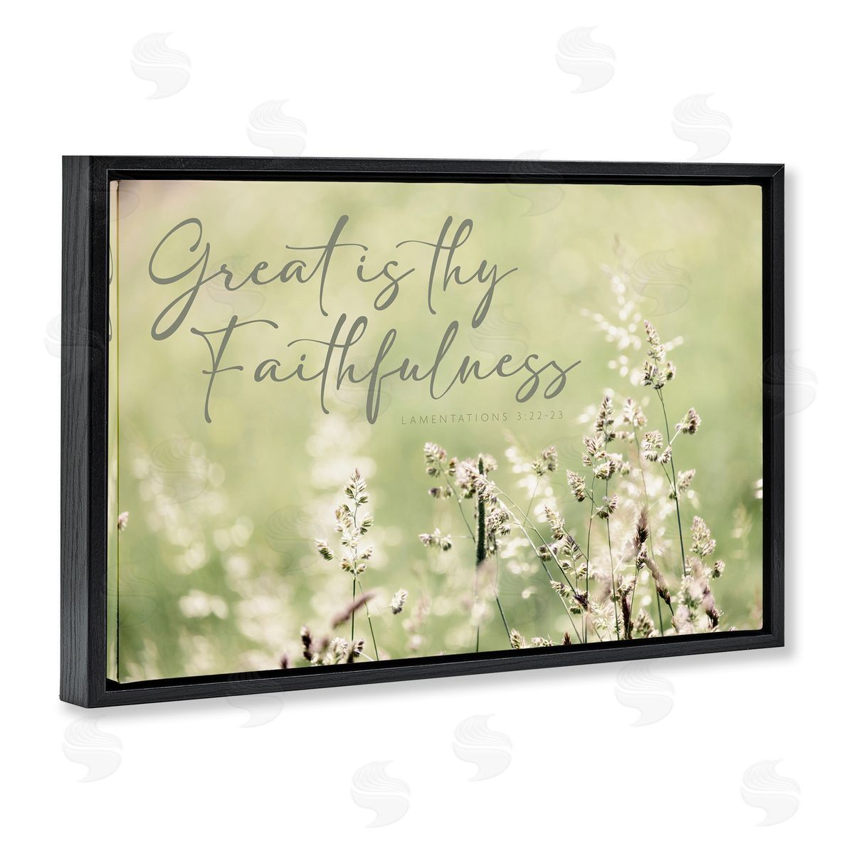 Spiritual Faithfulness with Florals Black Floating Frame Canvas Wall Art, Home Decor by Erin Marie