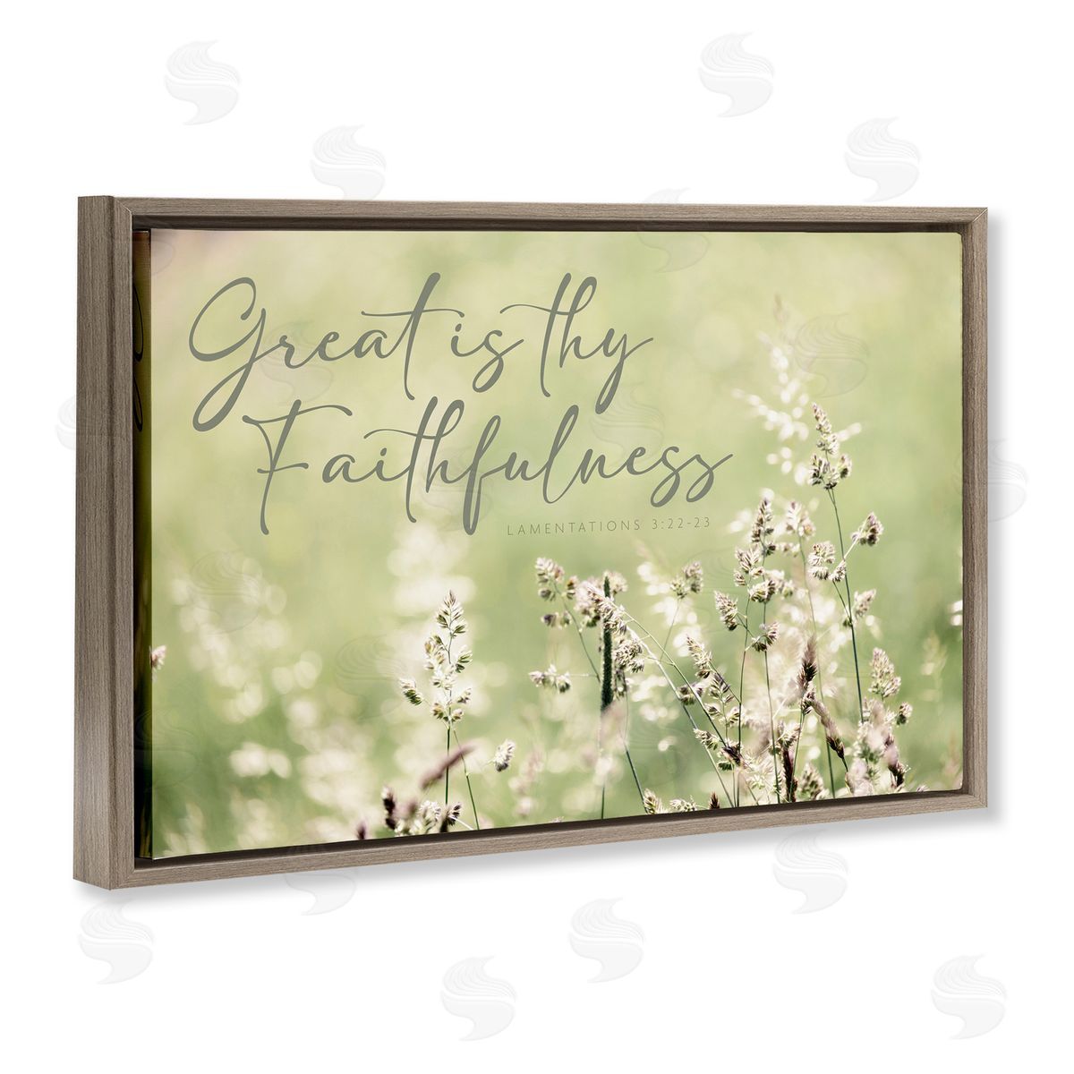 Spiritual Faithfulness with Florals Brown Floating Frame Canvas Wall Art, Home Decor by Erin Marie
