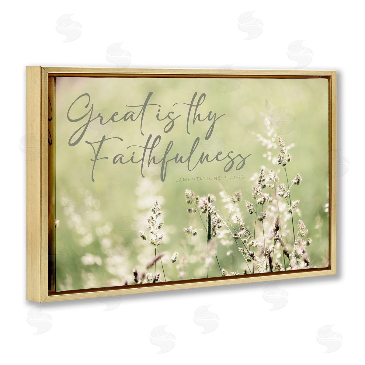 Spiritual Faithfulness with Florals Gold Floating Frame Canvas Wall Art, Home Decor by Erin Marie