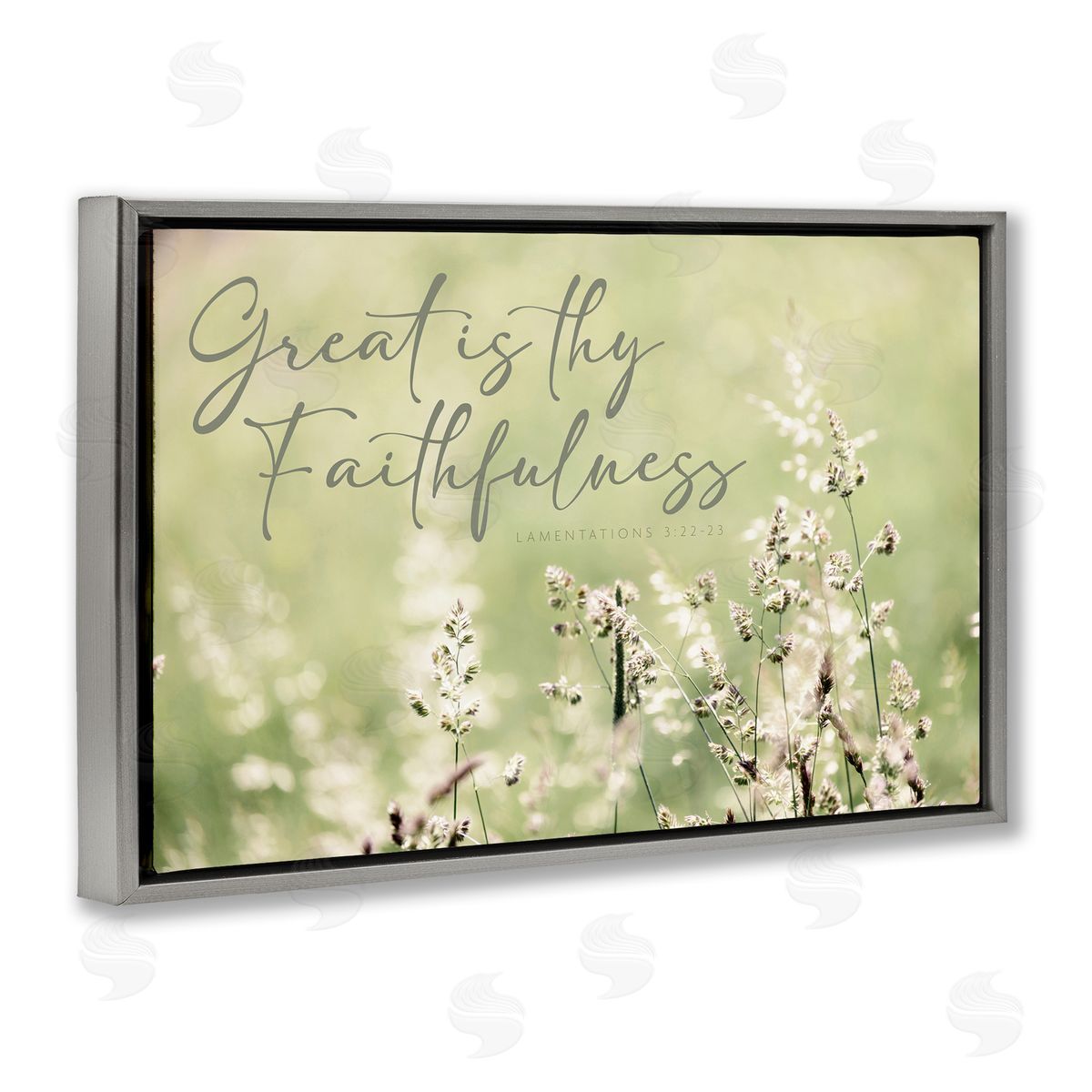 Spiritual Faithfulness with Florals Grey Floating Frame Canvas Wall Art, Home Decor by Erin Marie