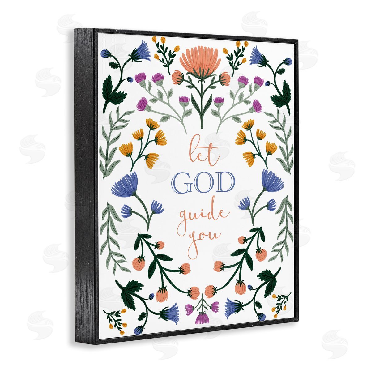 Floral Let God Guide You Black Frame Print Wall Art, Home Decor by Angel Nicole