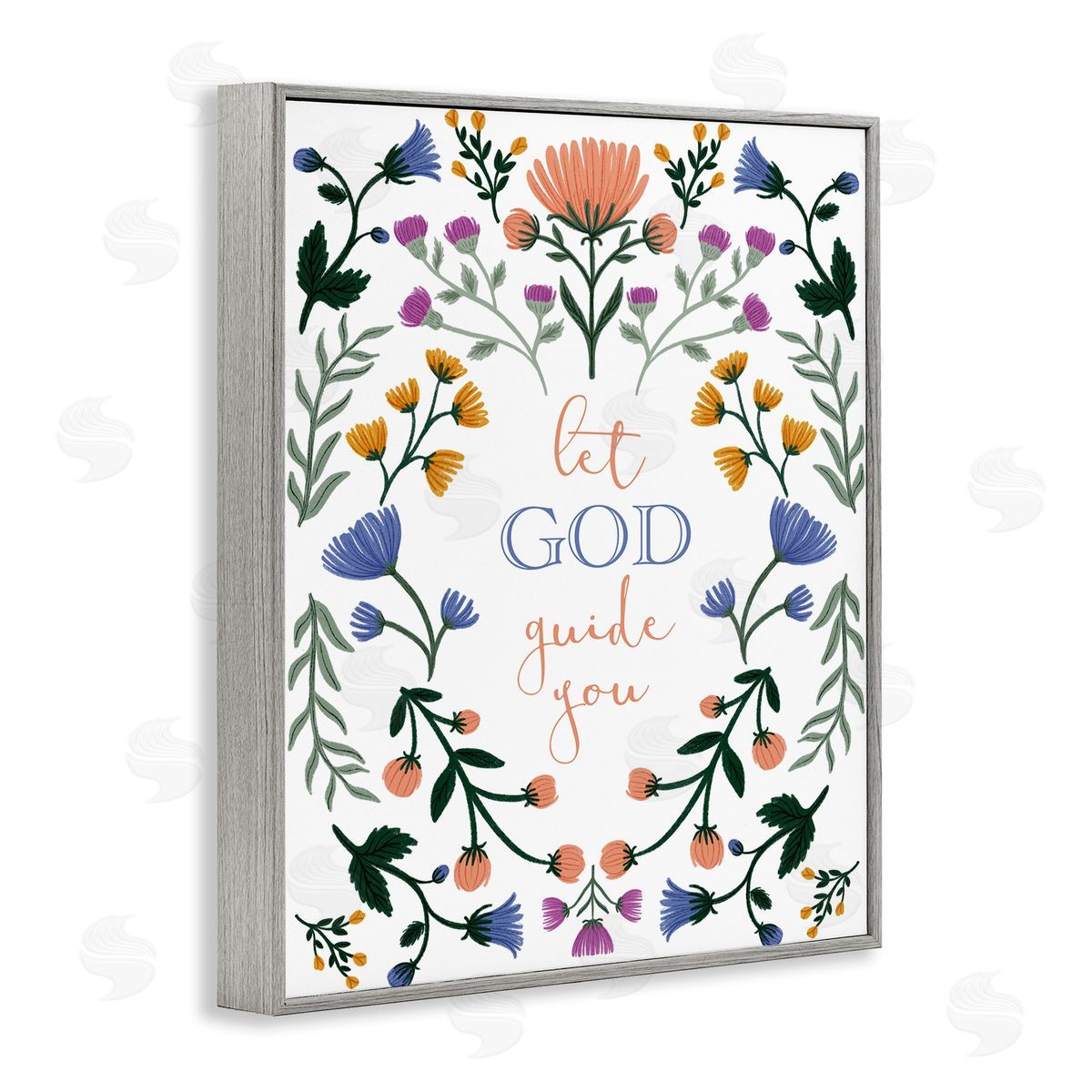 Floral Let God Guide You Grey Frame Print Wall Art, Home Decor by Angel Nicole