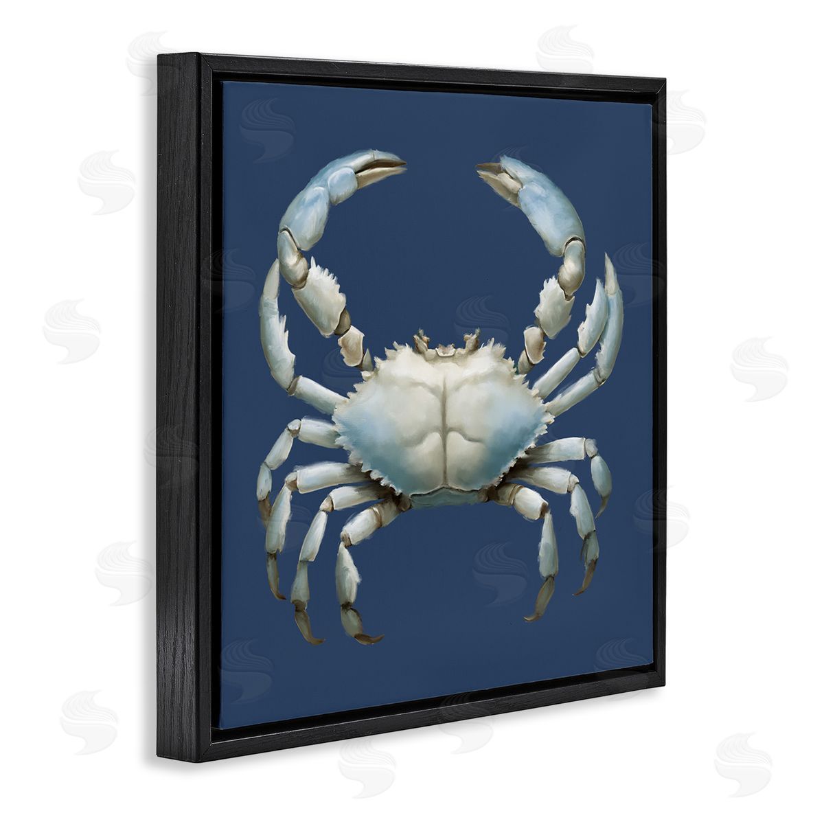 Detailed Aquatic Blue Crab Black Floating Frame Canvas Wall Art, Home Decor by Elizabeth Medley