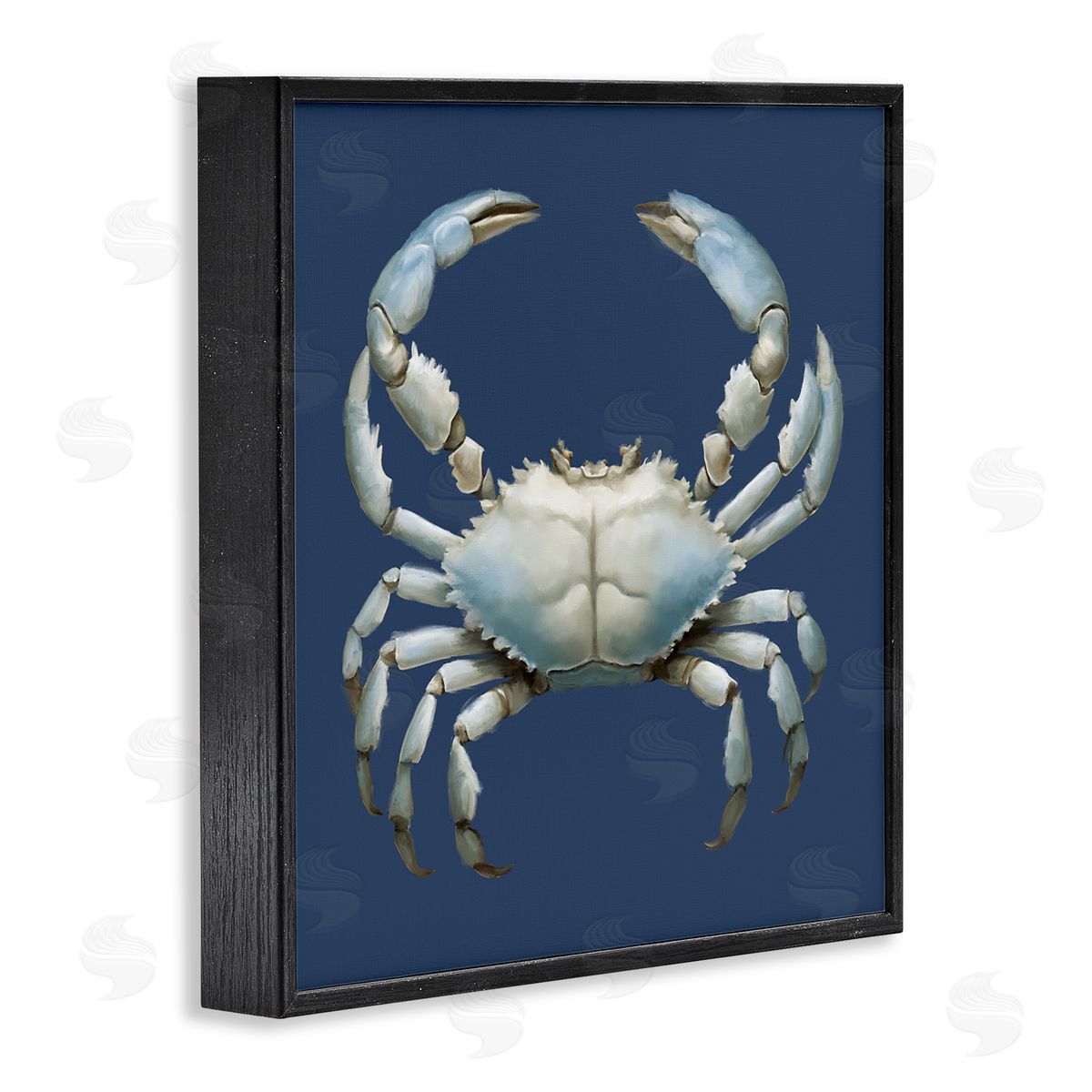 Detailed Aquatic Blue Crab Black Frame Print Wall Art, Home Decor by Elizabeth Medley