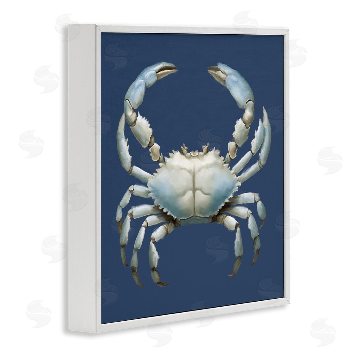 Detailed Aquatic Blue Crab White Frame Print Wall Art, Home Decor by Elizabeth Medley