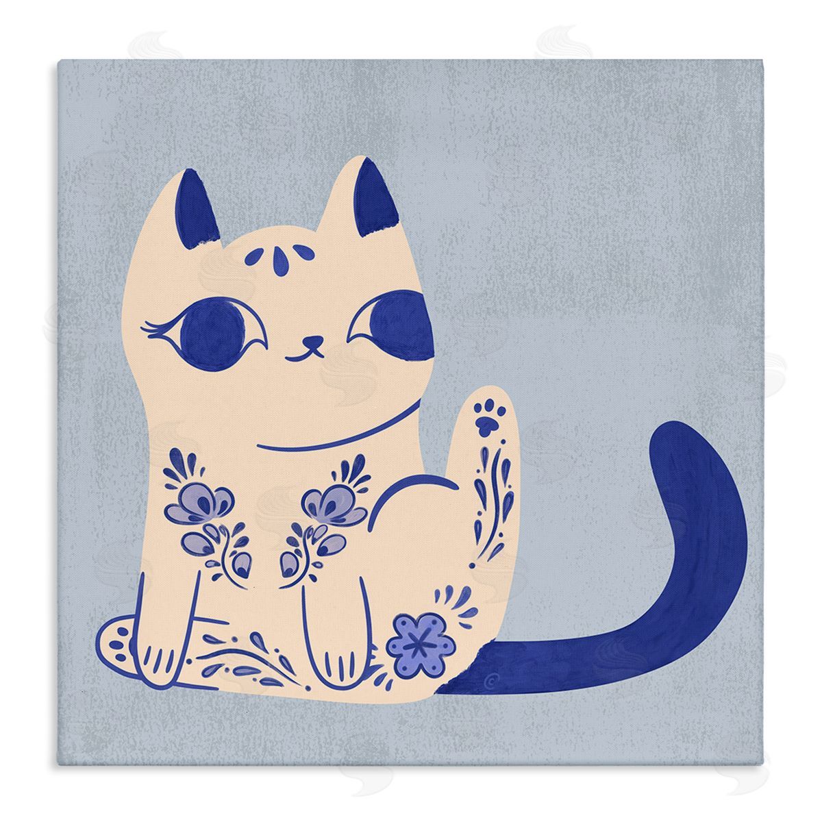 Ornate Floral Cat Canvas Wall Art, Home Decor by Carrie Cantwell