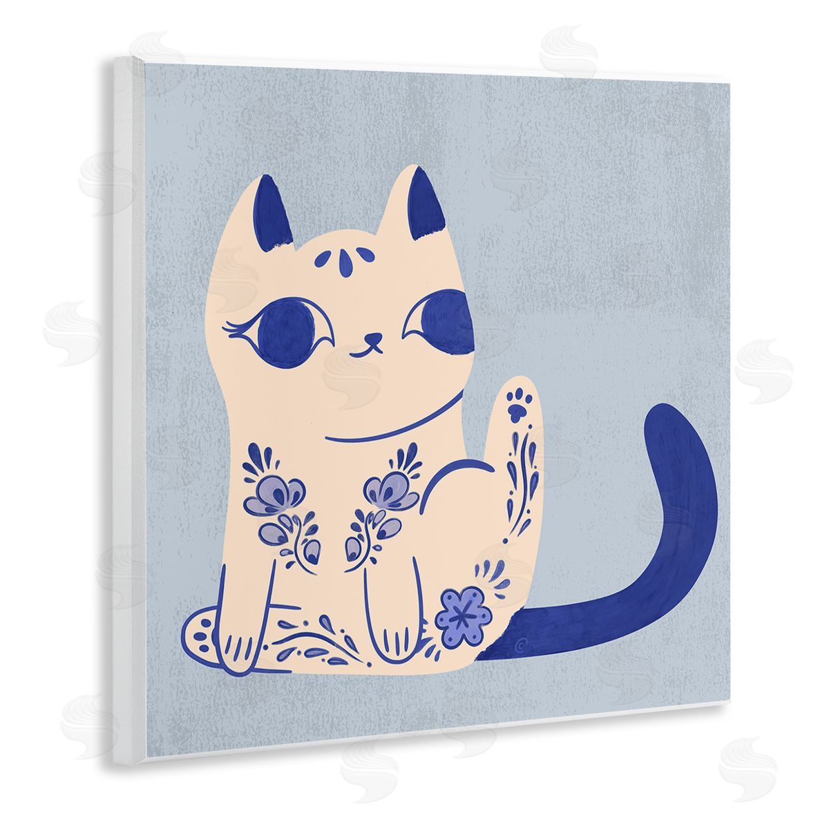 Ornate Floral Cat Wood Plaque Wall Art, Home Decor by Carrie Cantwell