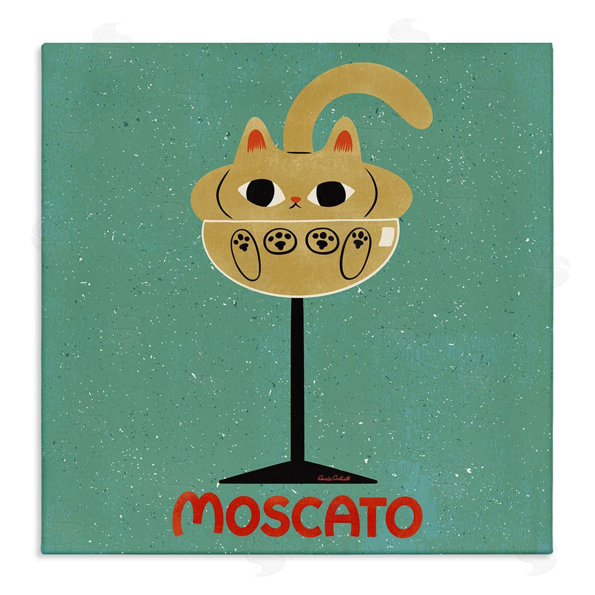 Moscato Feline Wine Canvas Wall Art, Home Decor by Carrie Cantwell