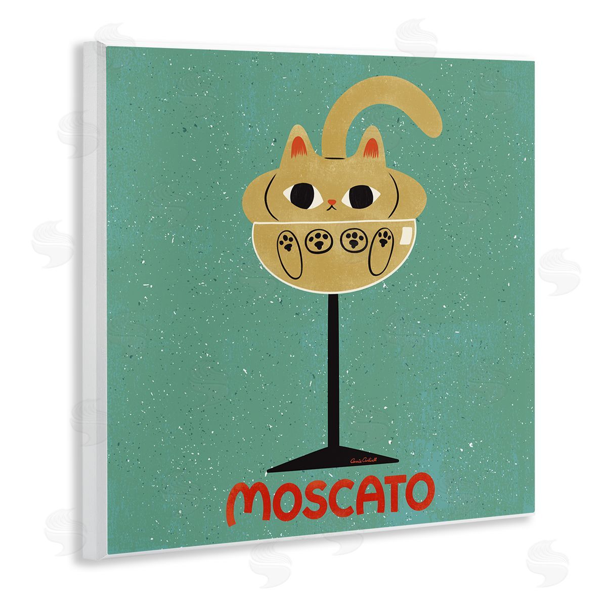 Moscato Feline Wine Wood Plaque Wall Art, Home Decor by Carrie Cantwell