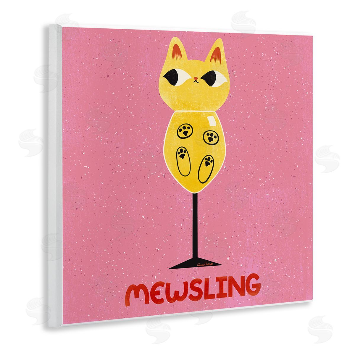 Mewsling Cat Wine Wood Plaque Wall Art, Home Decor by Carrie Cantwell