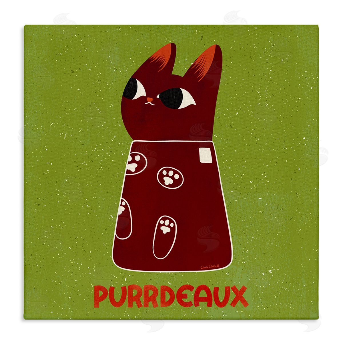 Purrdeaux Feline Wine Canvas Wall Art, Home Decor by Carrie Cantwell