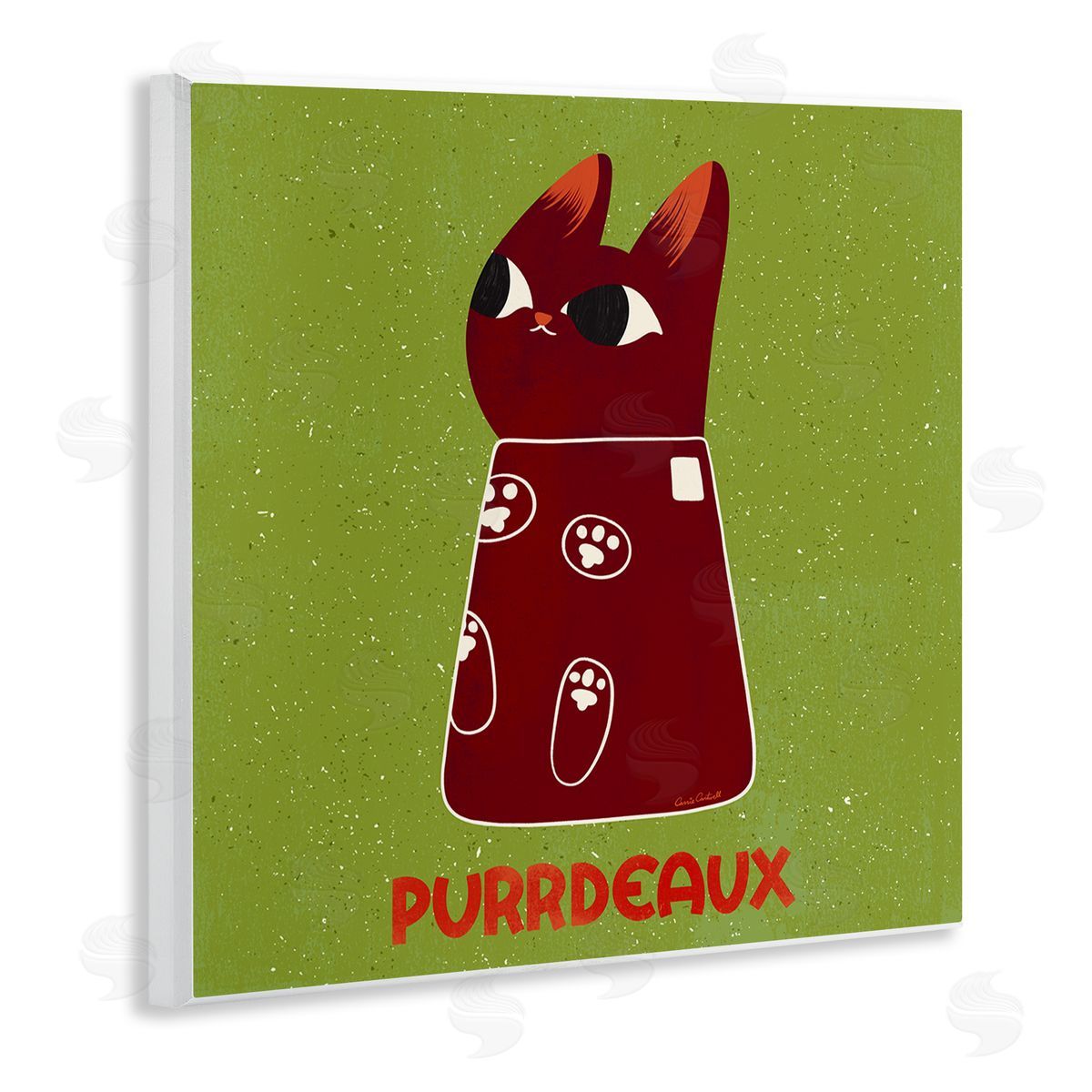 Purrdeaux Feline Wine Wood Plaque Wall Art, Home Decor by Carrie Cantwell
