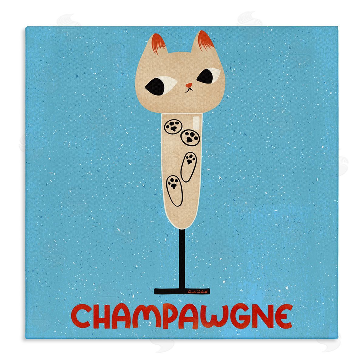 Champawgne Feline Wine Canvas Wall Art, Home Decor by Carrie Cantwell