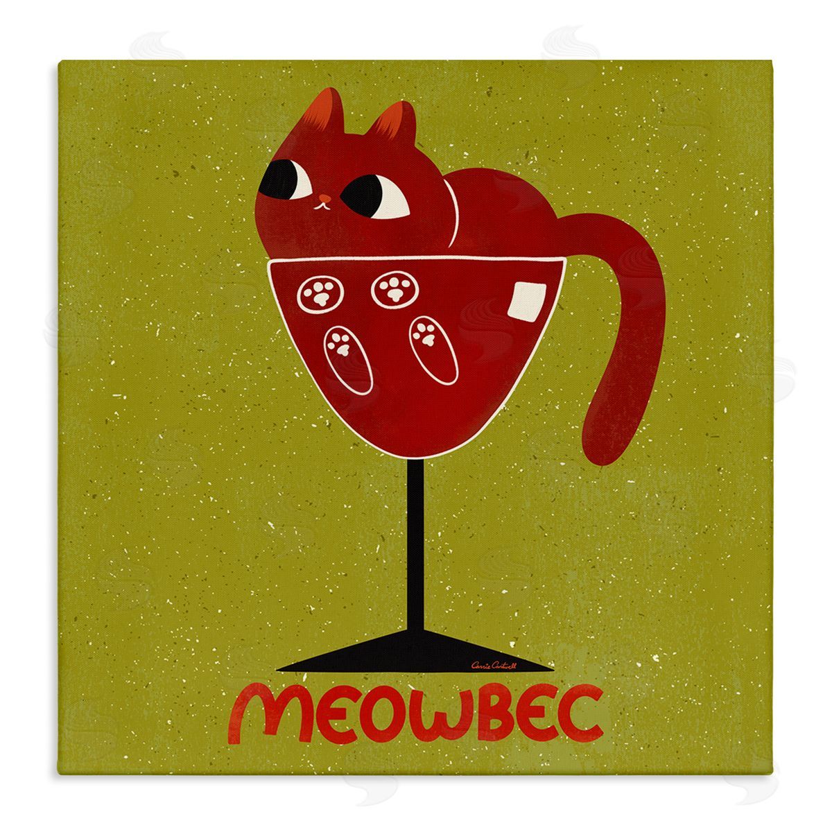 Meowbec Cat Wine Canvas Wall Art, Home Decor by Carrie Cantwell