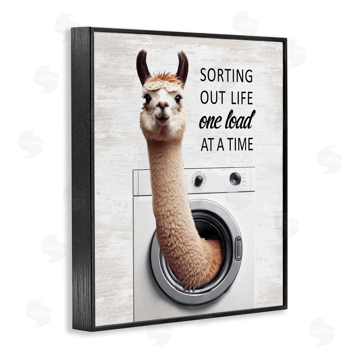 One Load At A Time Llama Black Frame Print Wall Art, Home Decor by Lettered and Lined