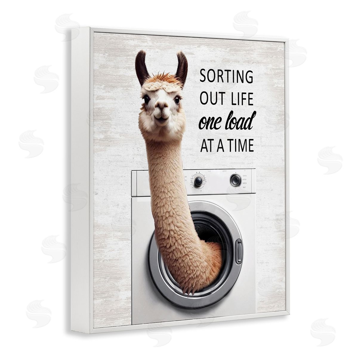 One Load At A Time Llama White Frame Print Wall Art, Home Decor by Lettered and Lined