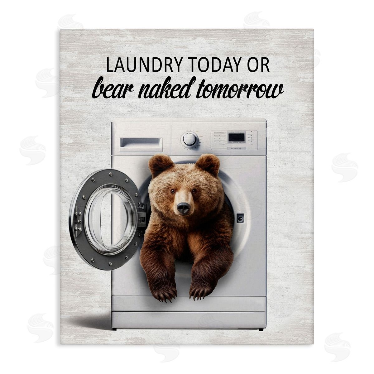 Bear Naked Funny Laundry Canvas Wall Art, Home Decor by Lettered and Lined