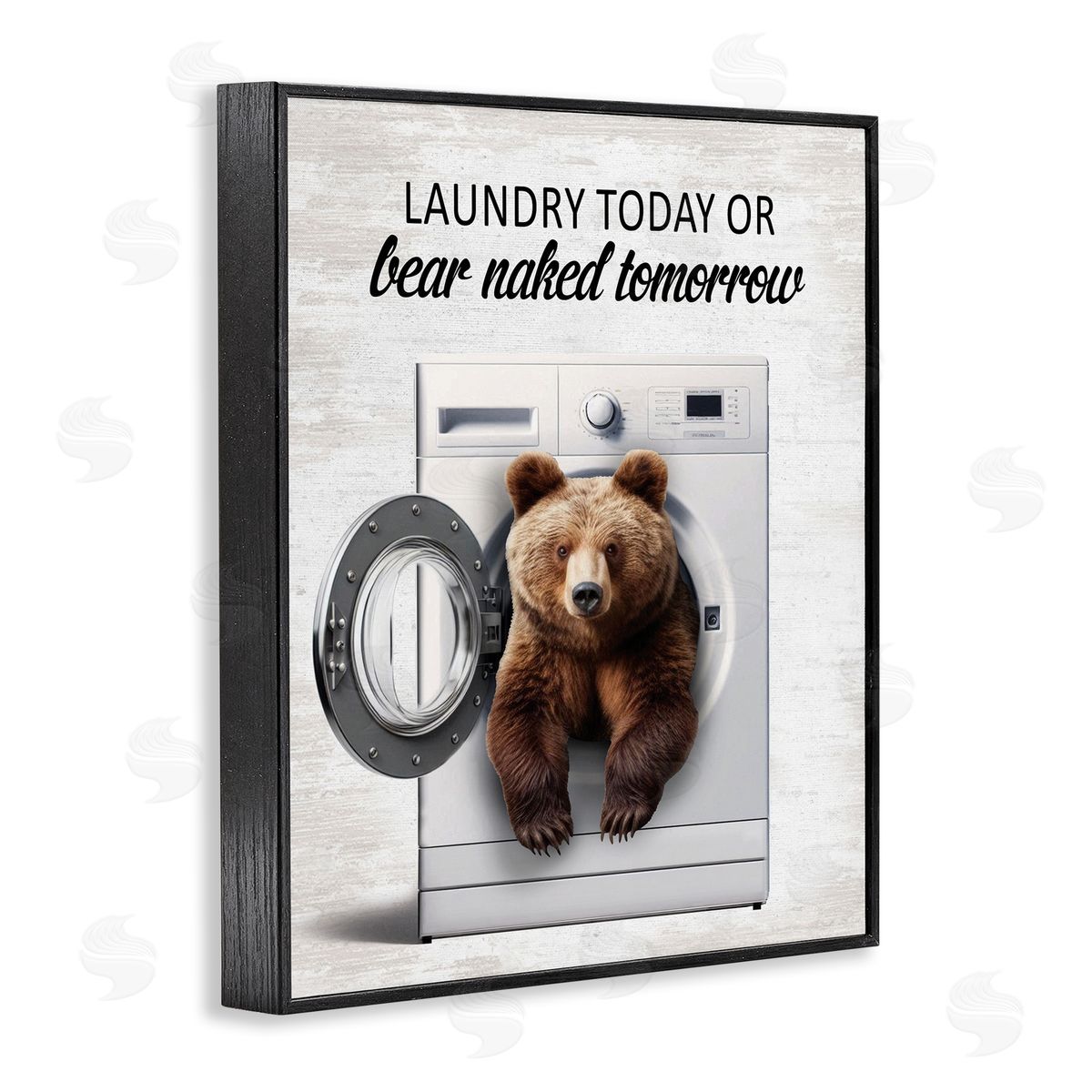 Bear Naked Funny Laundry Black Frame Print Wall Art, Home Decor by Lettered and Lined
