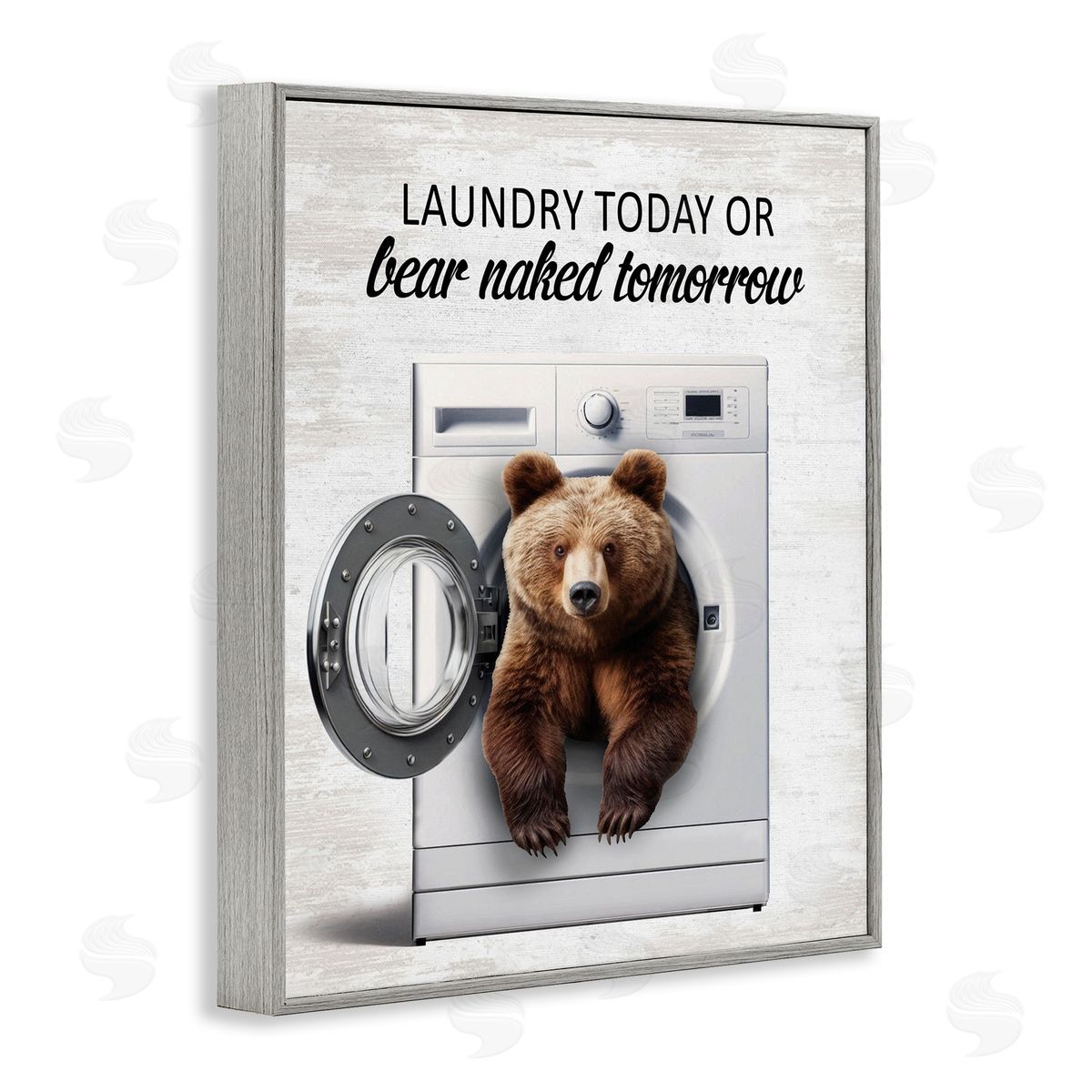 Bear Naked Funny Laundry Grey Frame Print Wall Art, Home Decor by Lettered and Lined