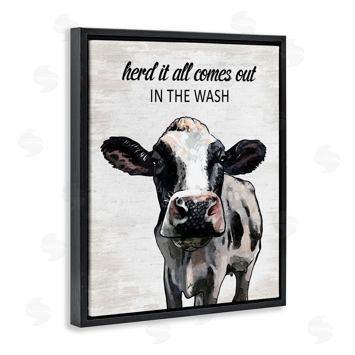 Farm Animal Laundry Pun Black Floating Frame Canvas Wall Art, Home Decor by Lettered and Lined