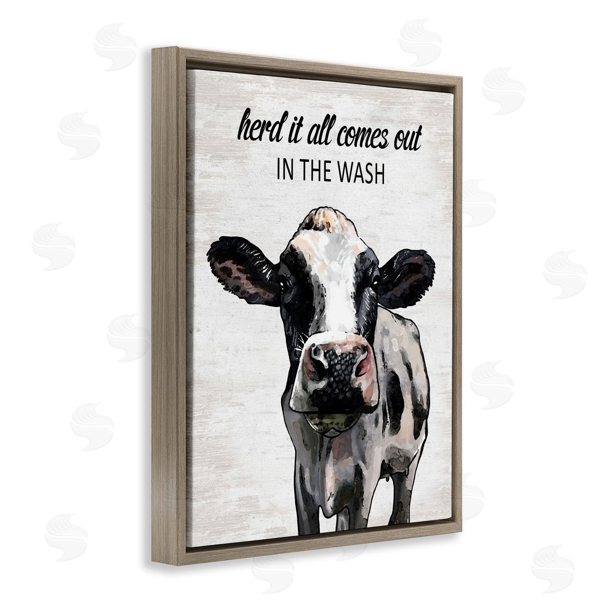 Farm Animal Laundry Pun Brown Floating Frame Canvas Wall Art, Home Decor by Lettered and Lined
