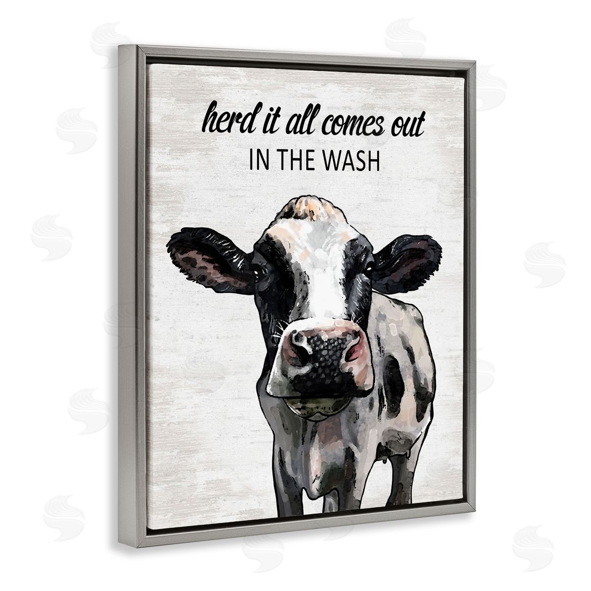 Farm Animal Laundry Pun Grey Floating Frame Canvas Wall Art, Home Decor by Lettered and Lined