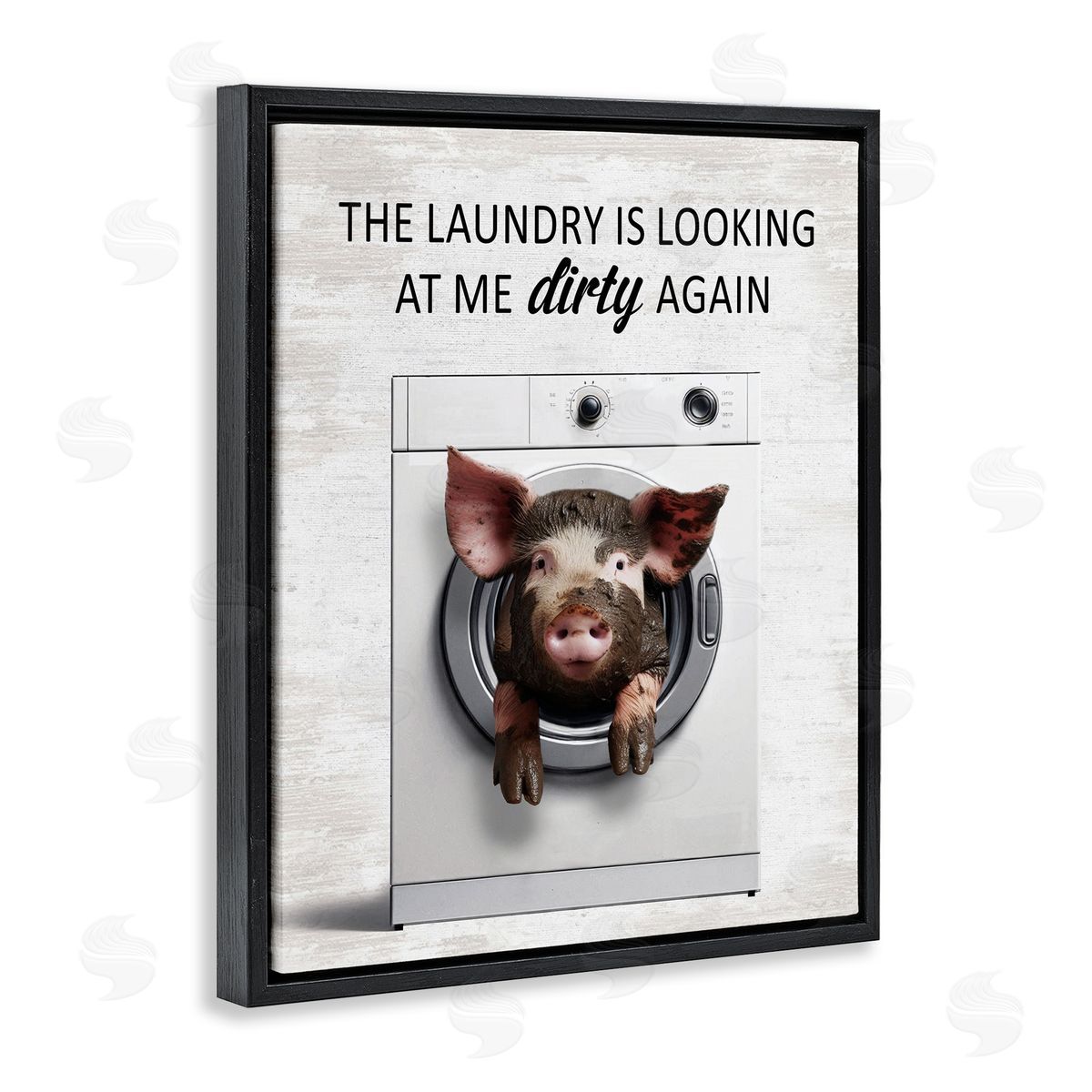 Laundry Looking At Me Dirty Black Floating Frame Canvas Wall Art, Home Decor by Lettered and Lined