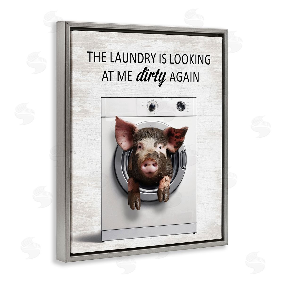 Laundry Looking At Me Dirty Grey Floating Frame Canvas Wall Art, Home Decor by Lettered and Lined