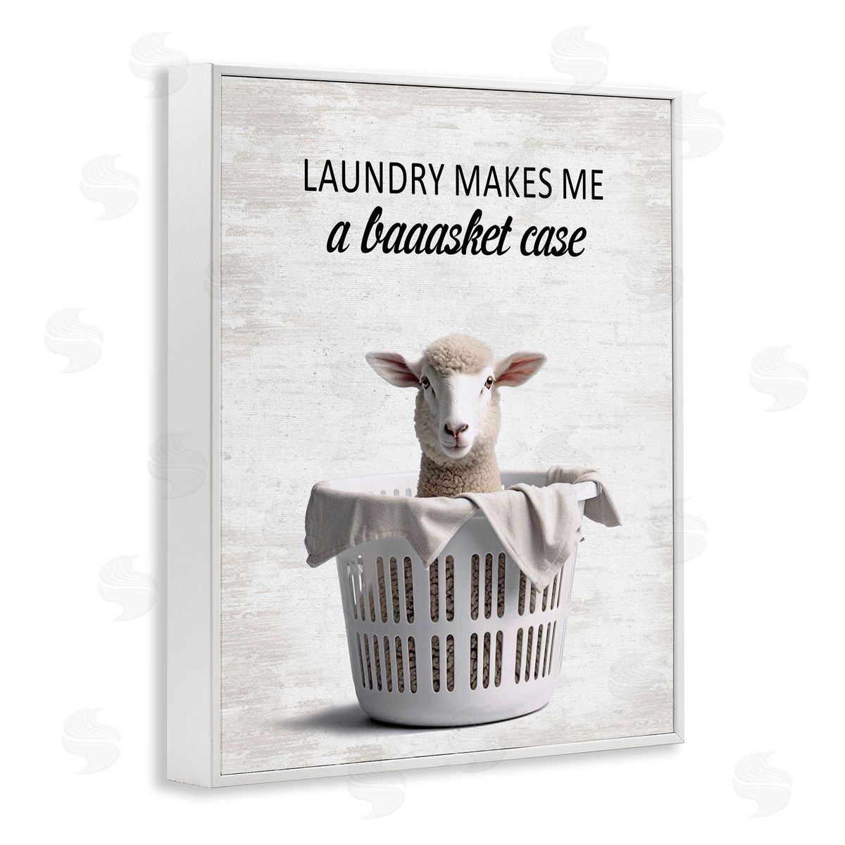Funny Lamb Laundry Basket White Frame Print Wall Art, Home Decor by Lettered and Lined