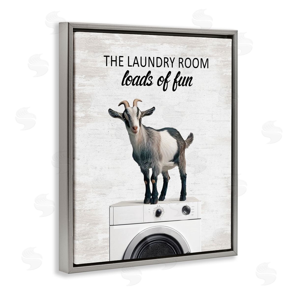 Loads of Fun Laundry Goat Grey Floating Frame Canvas Wall Art, Home Decor by Lettered and Lined