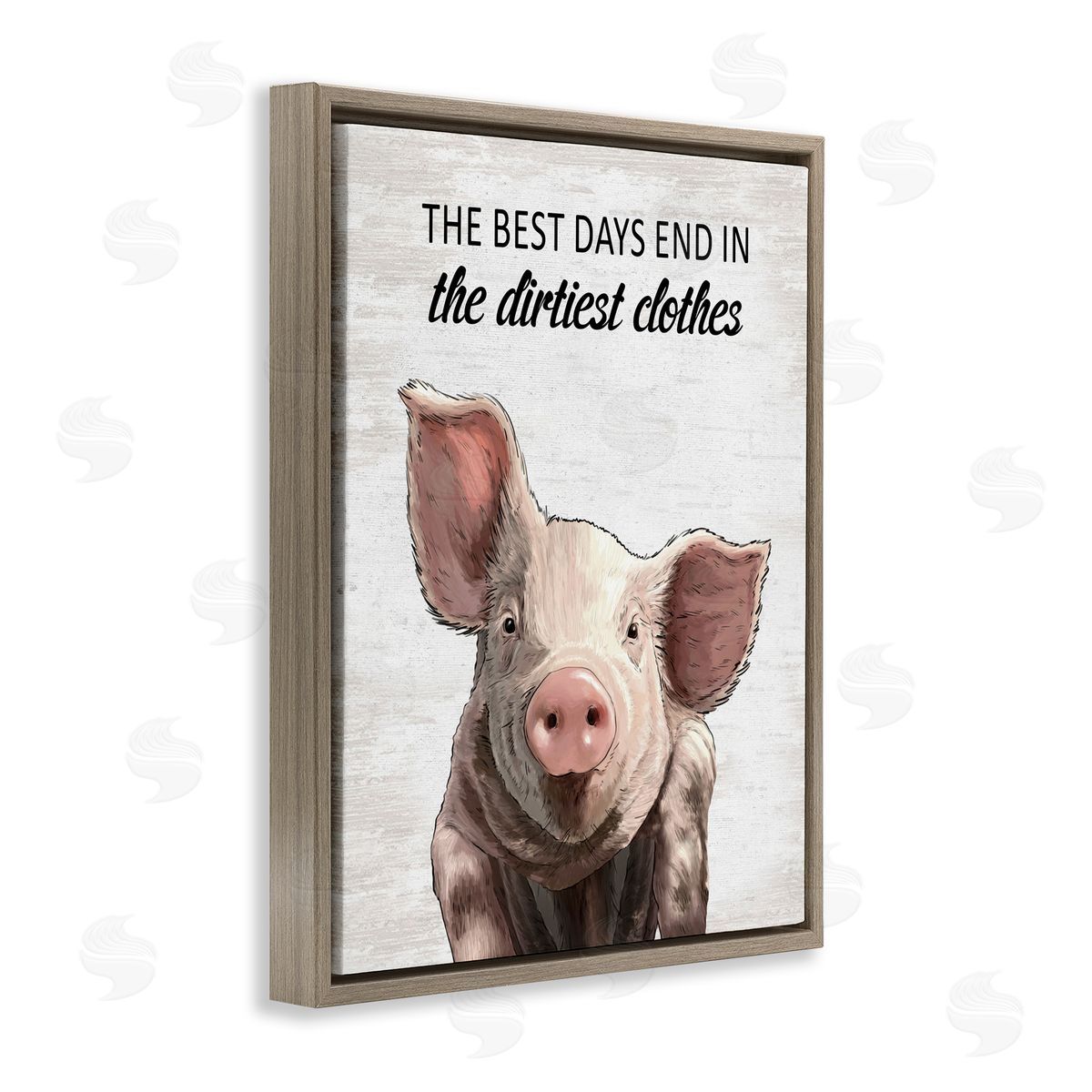 Best Days & Dirtiest Clothes Pig Brown Floating Frame Canvas Wall Art, Home Decor by Lettered and Lined