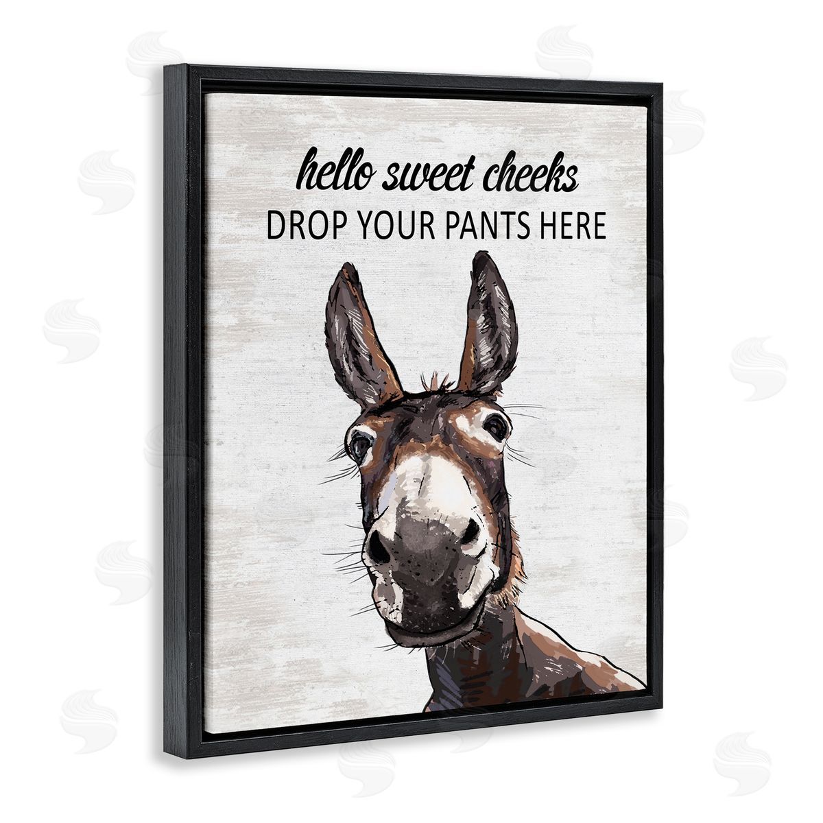 Sweet Cheeks Laundry Donkey Black Floating Frame Canvas Wall Art, Home Decor by Lettered and Lined