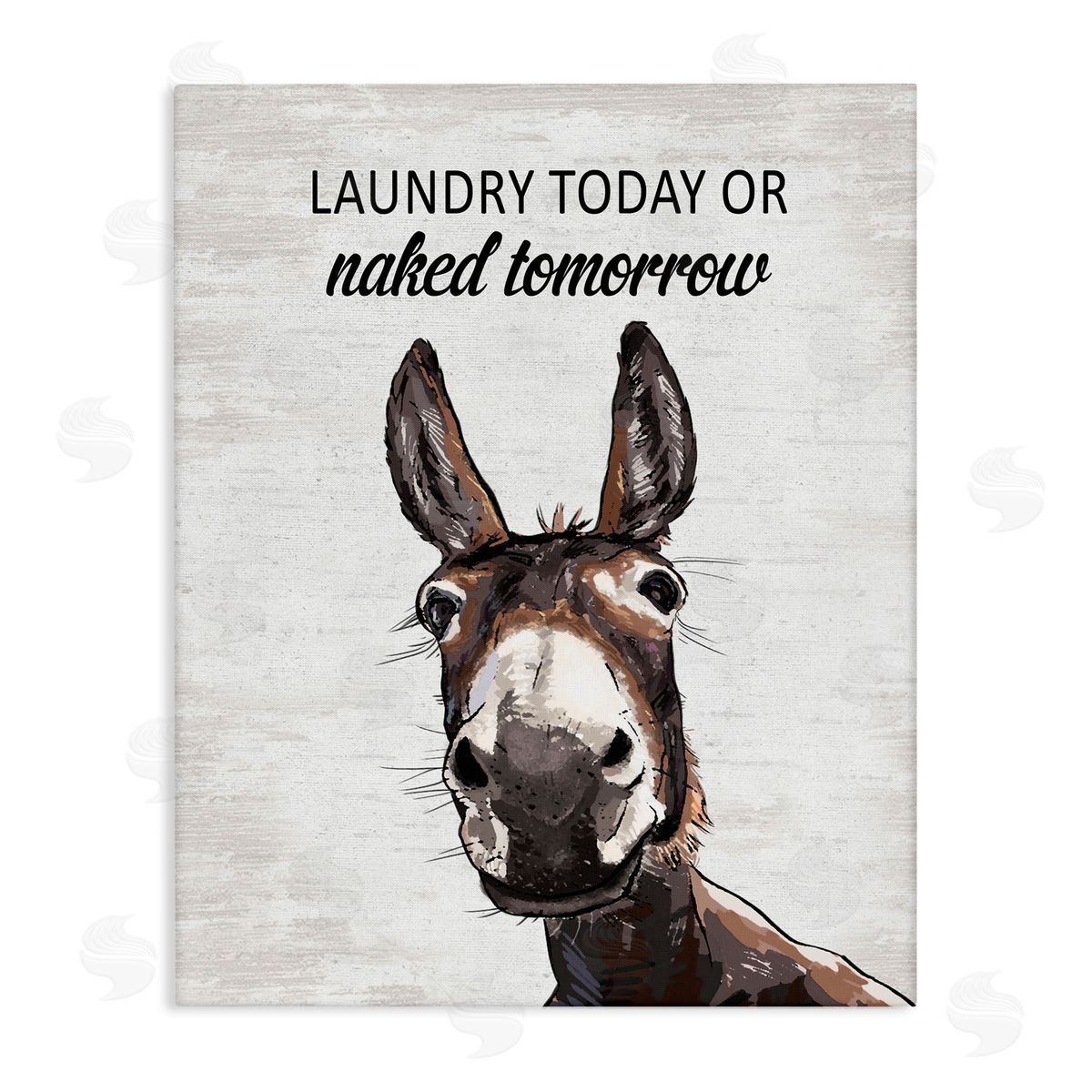 Laundry Today Naked Tomorrow Donkey Canvas Wall Art, Home Decor by Lettered and Lined