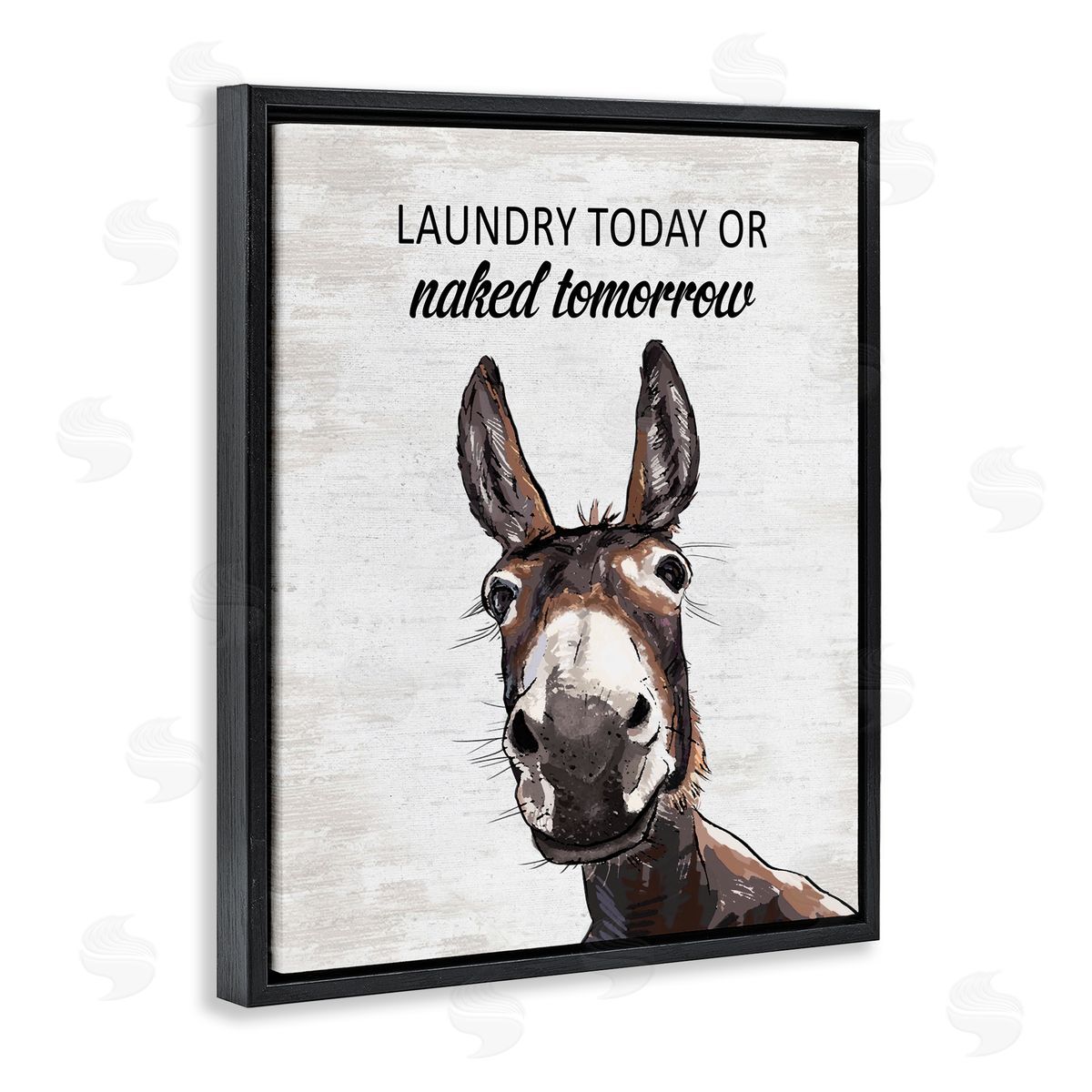 Laundry Today Naked Tomorrow Donkey Black Floating Frame Canvas Wall Art, Home Decor by Lettered and Lined