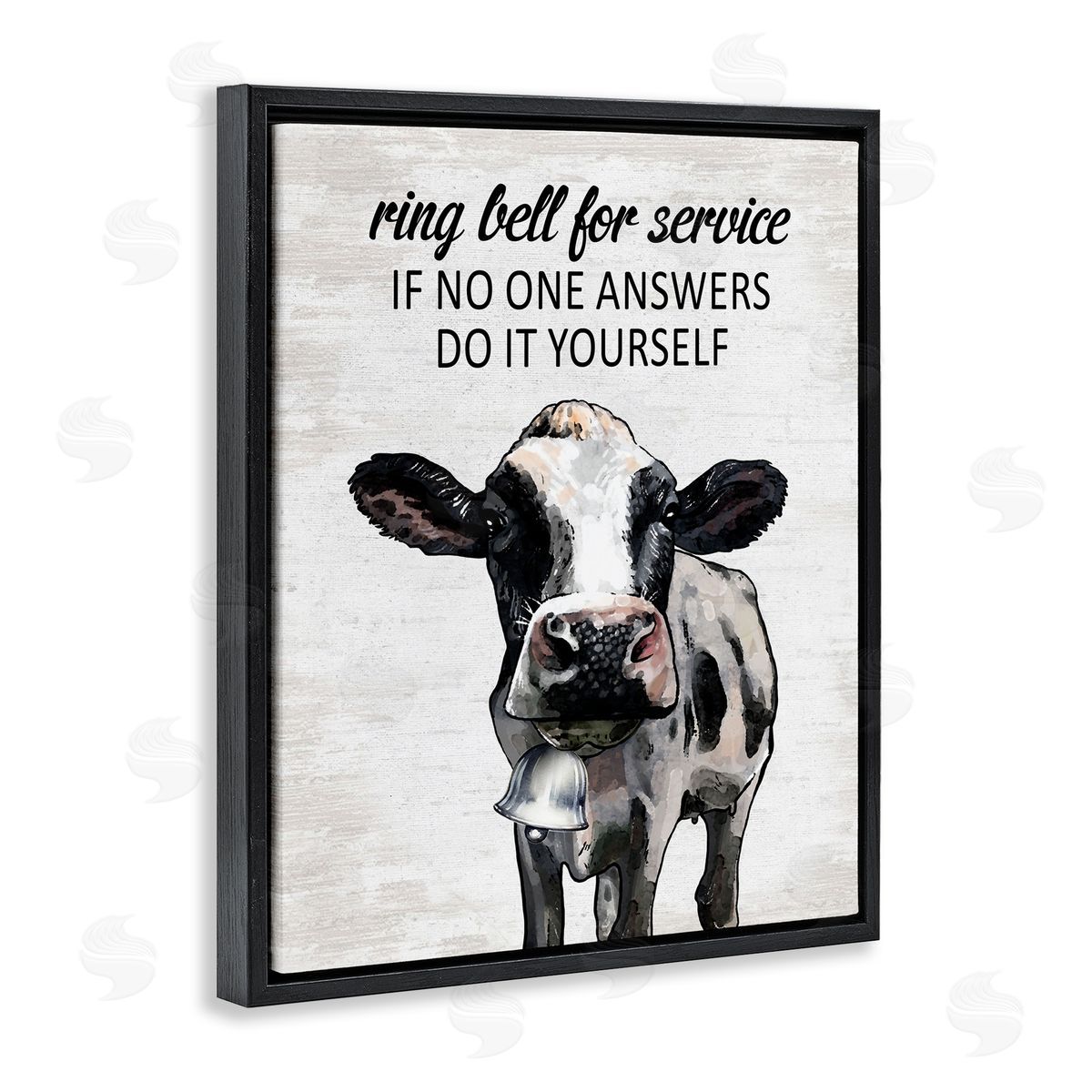 Laundry Service Cow Black Floating Frame Canvas Wall Art, Home Decor by Lettered and Lined